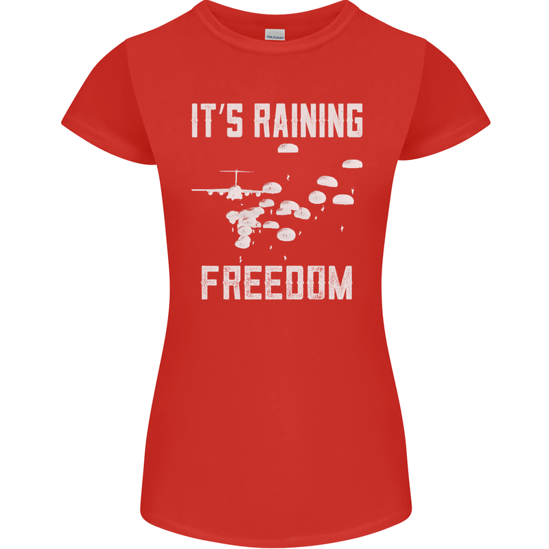 Freedom Parachute Regiment Para 1 2 3 4 SAS Womens Petite Cut T-Shirt Red