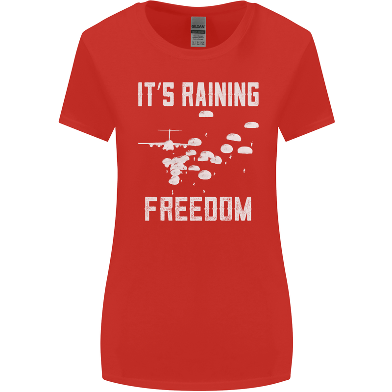 Freedom Parachute Regiment Para 1 2 3 4 SAS Womens Wider Cut T-Shirt Red