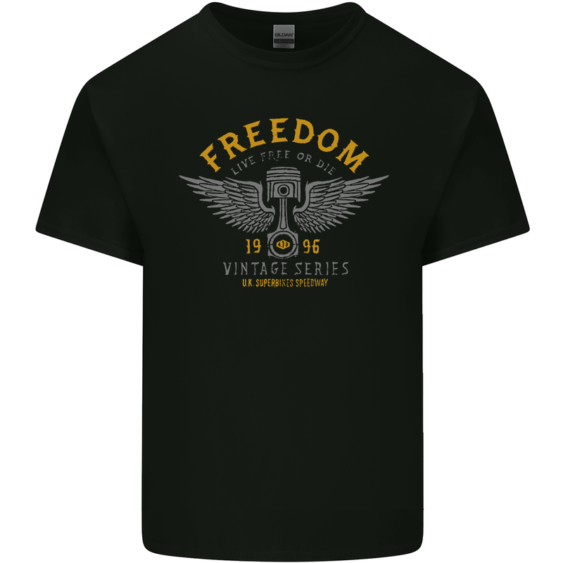 Freedom Vintage Motorcycle Motorbike Biker Kids T-Shirt Childrens Black