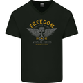 Freedom Vintage Motorcycle Motorbike Biker Mens V-Neck Cotton T-Shirt Black