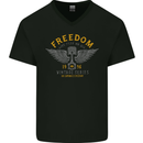 Freedom Vintage Motorcycle Motorbike Biker Mens V-Neck Cotton T-Shirt Black