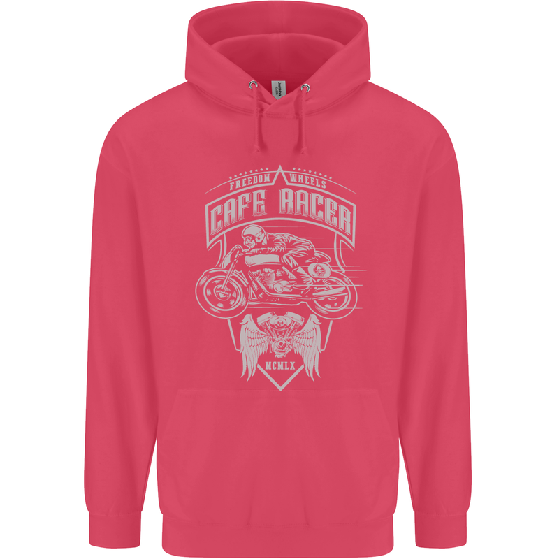 Freedom Wheels Cafe Racer Biker Motorcycle Childrens Kids Hoodie Heliconia