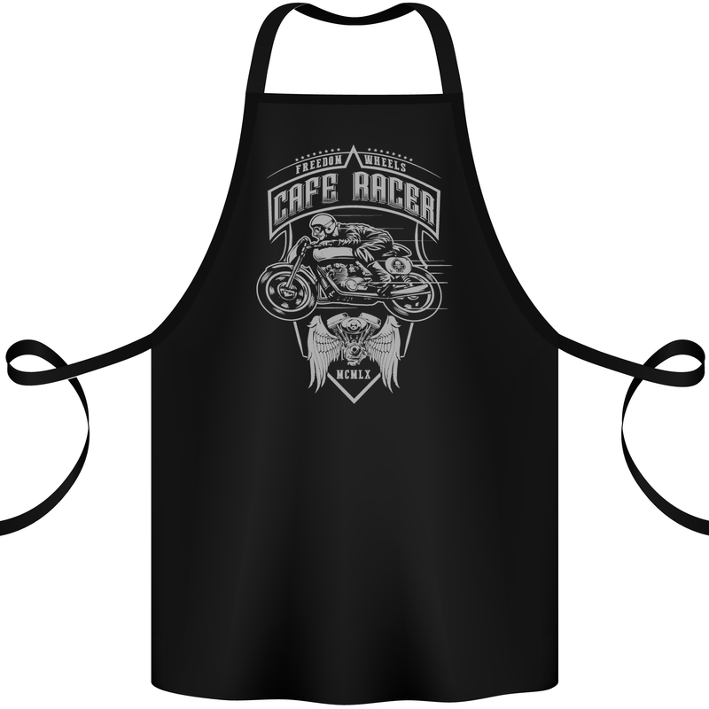 Freedom Wheels Cafe Racer Biker Motorcycle Cotton Apron 100% Organic Black