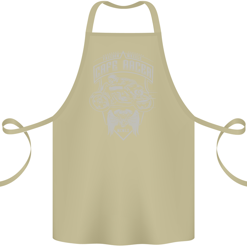 Freedom Wheels Cafe Racer Biker Motorcycle Cotton Apron 100% Organic Khaki