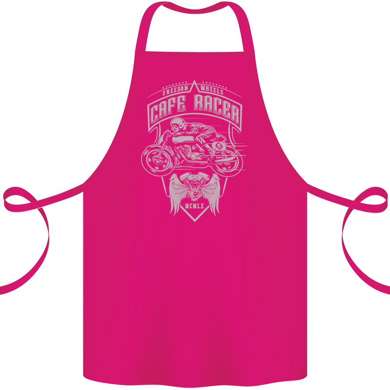 Freedom Wheels Cafe Racer Biker Motorcycle Cotton Apron 100% Organic Pink