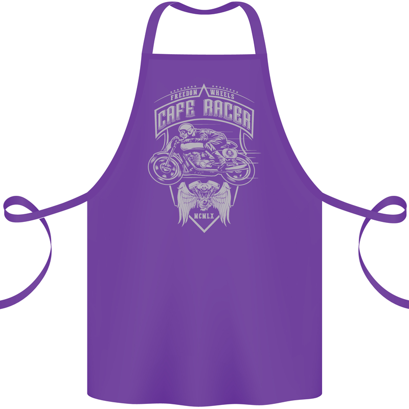 Freedom Wheels Cafe Racer Biker Motorcycle Cotton Apron 100% Organic Purple