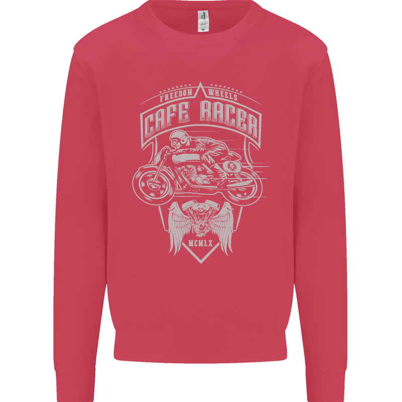 Freedom Wheels Cafe Racer Biker Motorcycle Kids Sweatshirt Jumper Heliconia