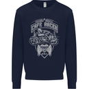 Freedom Wheels Cafe Racer Biker Motorcycle Kids Sweatshirt Jumper Navy Blue