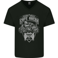 Freedom Wheels Cafe Racer Biker Motorcycle Mens V-Neck Cotton T-Shirt Black