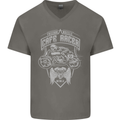 Freedom Wheels Cafe Racer Biker Motorcycle Mens V-Neck Cotton T-Shirt Charcoal