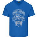 Freedom Wheels Cafe Racer Biker Motorcycle Mens V-Neck Cotton T-Shirt Royal Blue