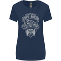 Freedom Wheels Cafe Racer Biker Motorcycle Womens Wider Cut T-Shirt Navy Blue