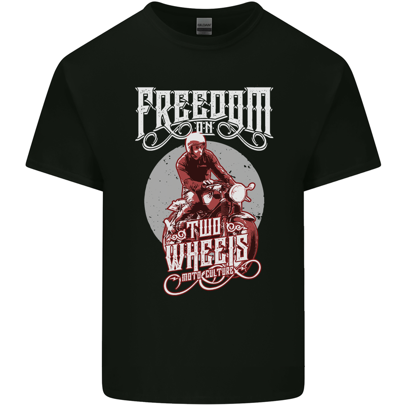 Freedom on Two Wheels Biker Motorbike Mens Cotton T-Shirt Tee Top Black