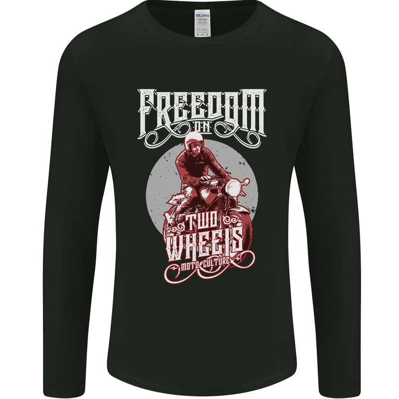 Freedom on Two Wheels Biker Motorbike Mens Long Sleeve T-Shirt Black