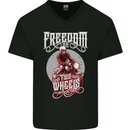 Freedom on Two Wheels Biker Motorbike Mens V-Neck Cotton T-Shirt Black