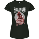 Freedom on Two Wheels Biker Motorbike Womens Petite Cut T-Shirt Black