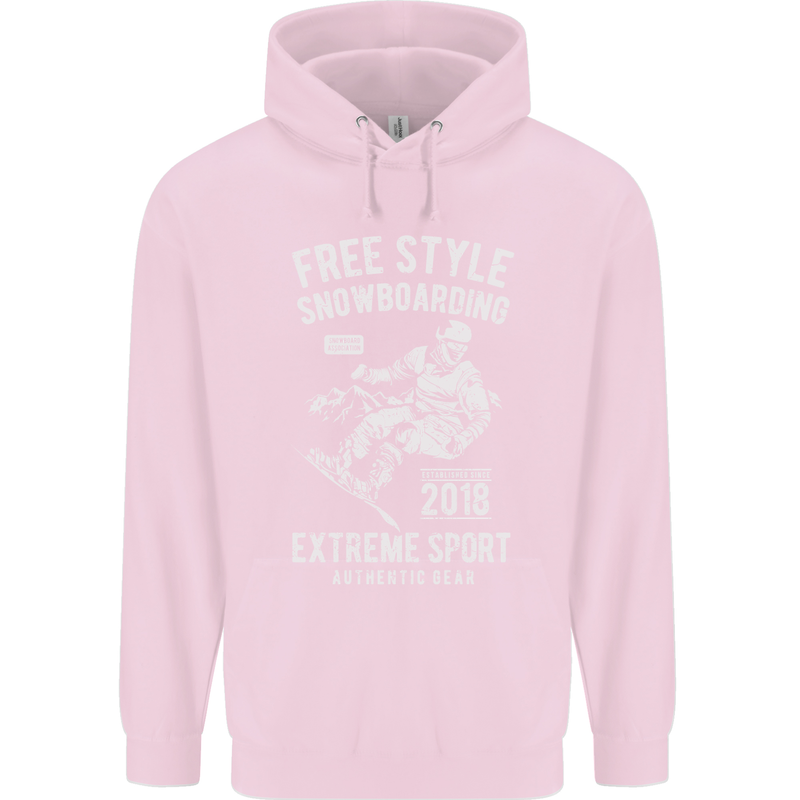 Freestyling Snowboarding Snowboard Childrens Kids Hoodie Light Pink