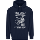 Freestyling Snowboarding Snowboard Childrens Kids Hoodie Navy Blue