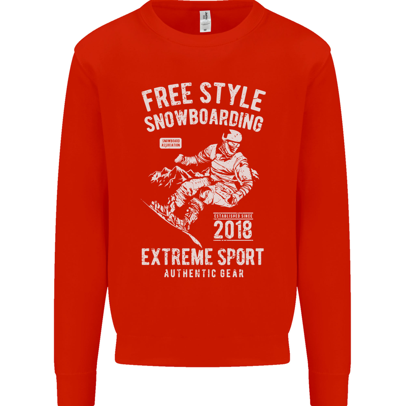 Freestyling Snowboarding Snowboard Kids Sweatshirt Jumper Bright Red