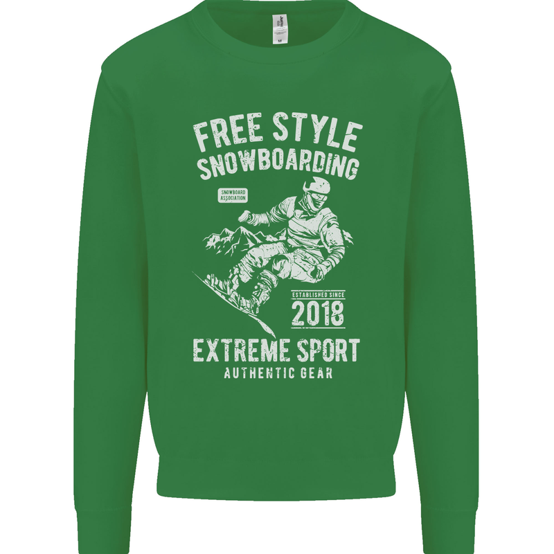 Freestyling Snowboarding Snowboard Kids Sweatshirt Jumper Irish Green
