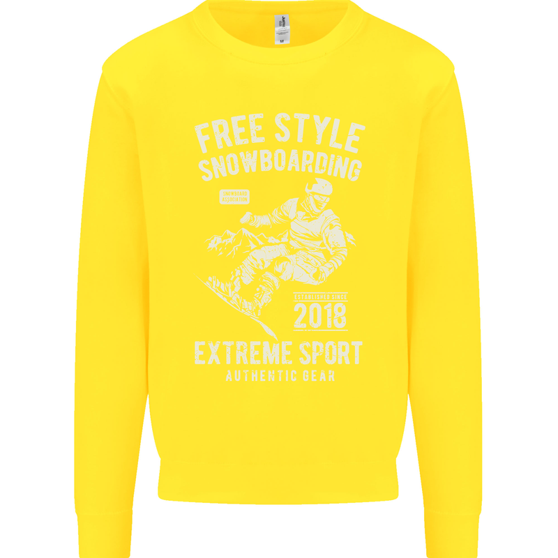 Freestyling Snowboarding Snowboard Kids Sweatshirt Jumper Yellow