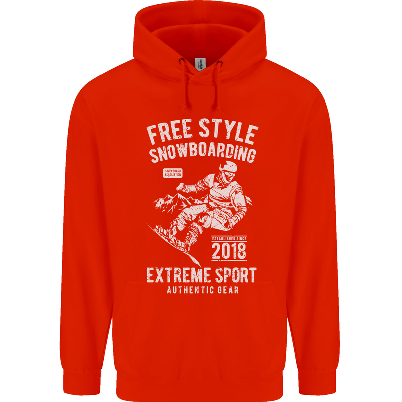 Freestyling Snowboarding Snowboard Mens 80% Cotton Hoodie Bright Red