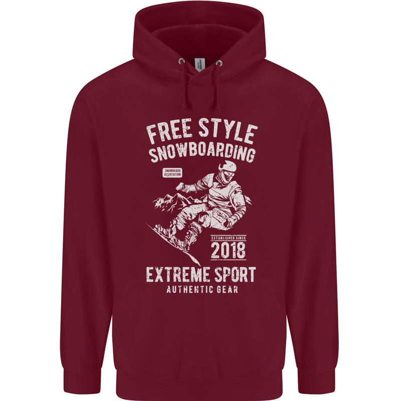 Freestyling Snowboarding Snowboard Mens 80% Cotton Hoodie Maroon