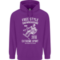 Freestyling Snowboarding Snowboard Mens 80% Cotton Hoodie Purple