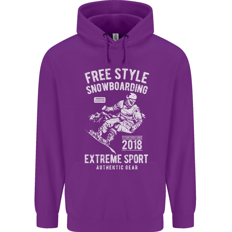 Freestyling Snowboarding Snowboard Mens 80% Cotton Hoodie Purple