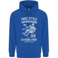 Freestyling Snowboarding Snowboard Mens 80% Cotton Hoodie Royal Blue