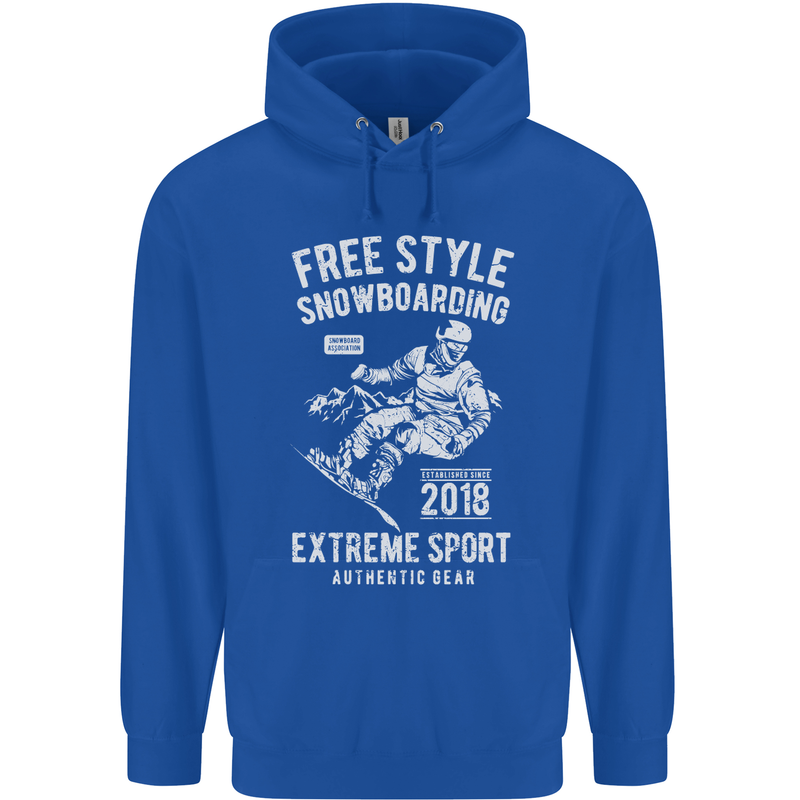 Freestyling Snowboarding Snowboard Mens 80% Cotton Hoodie Royal Blue