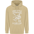 Freestyling Snowboarding Snowboard Mens 80% Cotton Hoodie Sand
