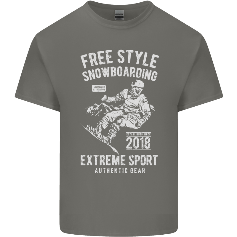 Freestyling Snowboarding Snowboard Mens Cotton T-Shirt Tee Top Charcoal
