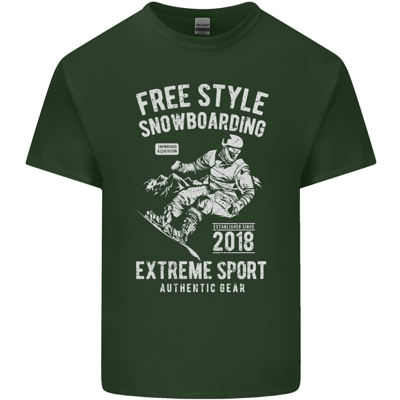 Freestyling Snowboarding Snowboard Mens Cotton T-Shirt Tee Top Forest Green