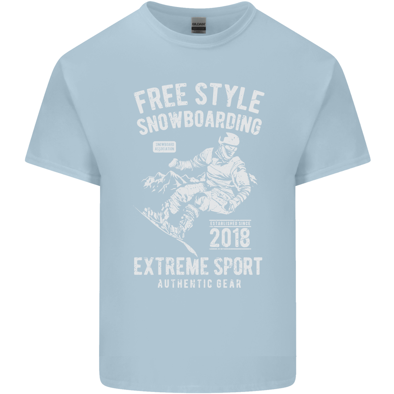 Freestyling Snowboarding Snowboard Mens Cotton T-Shirt Tee Top Light Blue