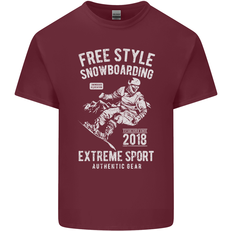 Freestyling Snowboarding Snowboard Mens Cotton T-Shirt Tee Top Maroon