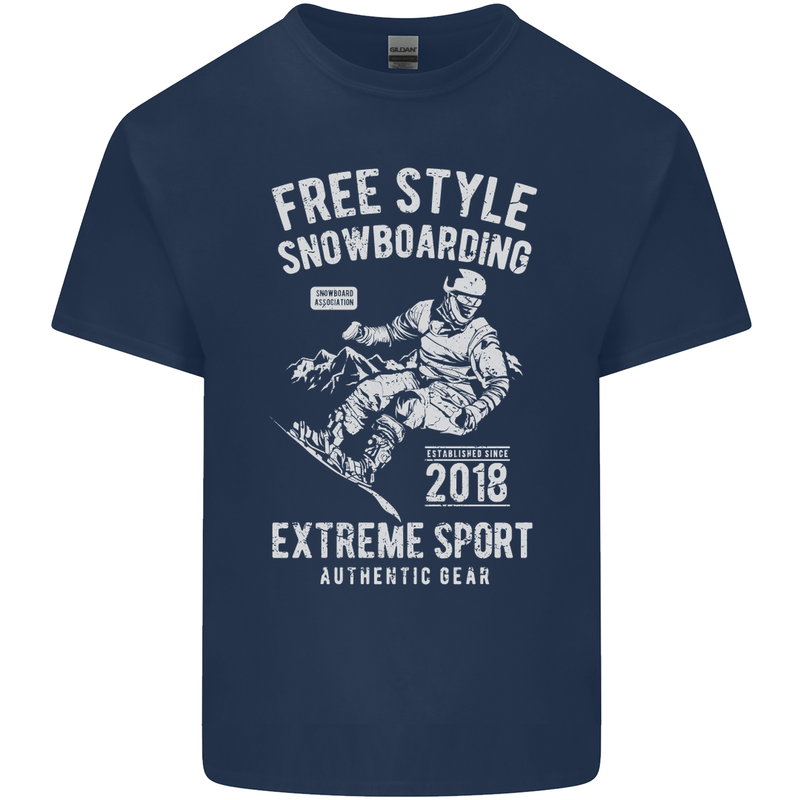 Freestyling Snowboarding Snowboard Mens Cotton T-Shirt Tee Top Navy Blue
