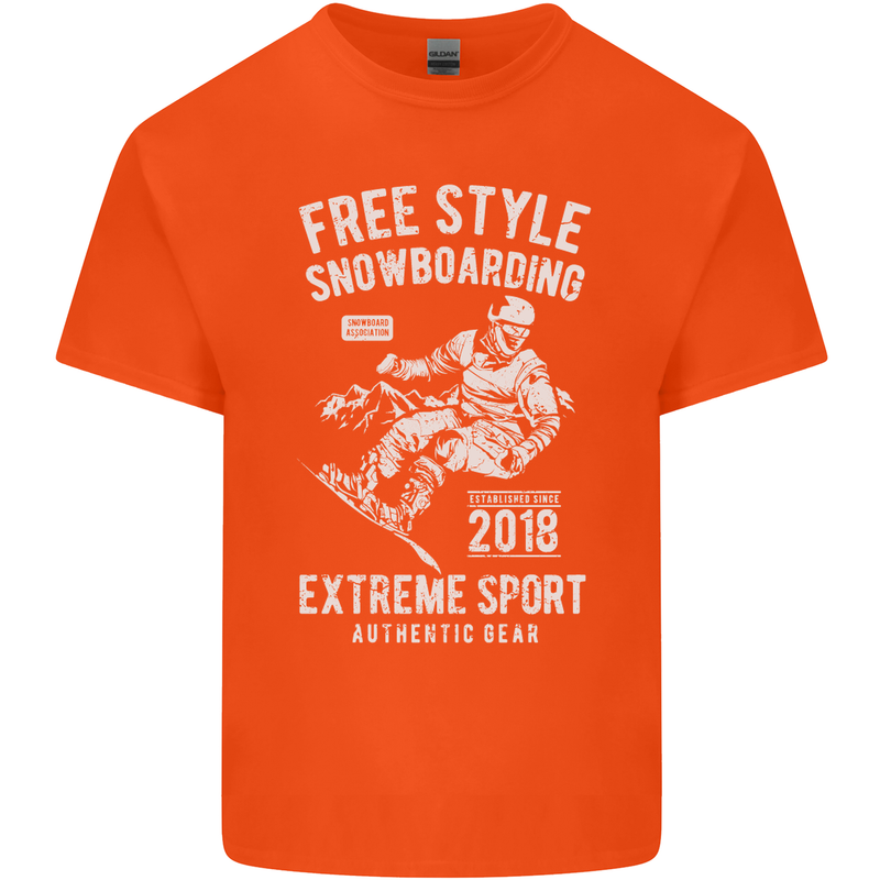 Freestyling Snowboarding Snowboard Mens Cotton T-Shirt Tee Top Orange