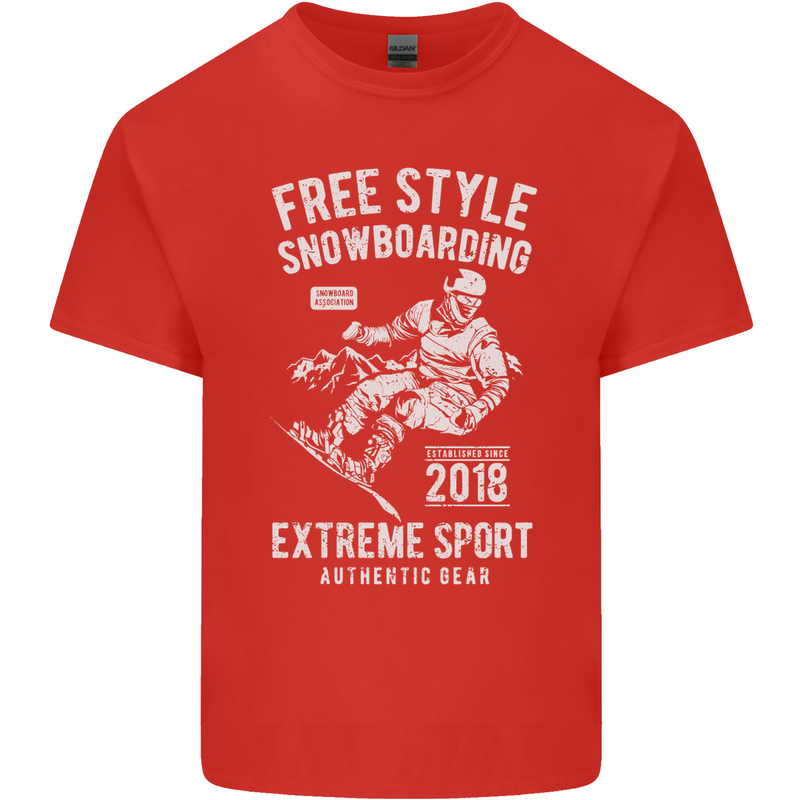 Freestyling Snowboarding Snowboard Mens Cotton T-Shirt Tee Top Red