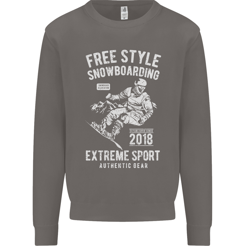 Freestyling Snowboarding Snowboard Mens Sweatshirt Jumper Charcoal