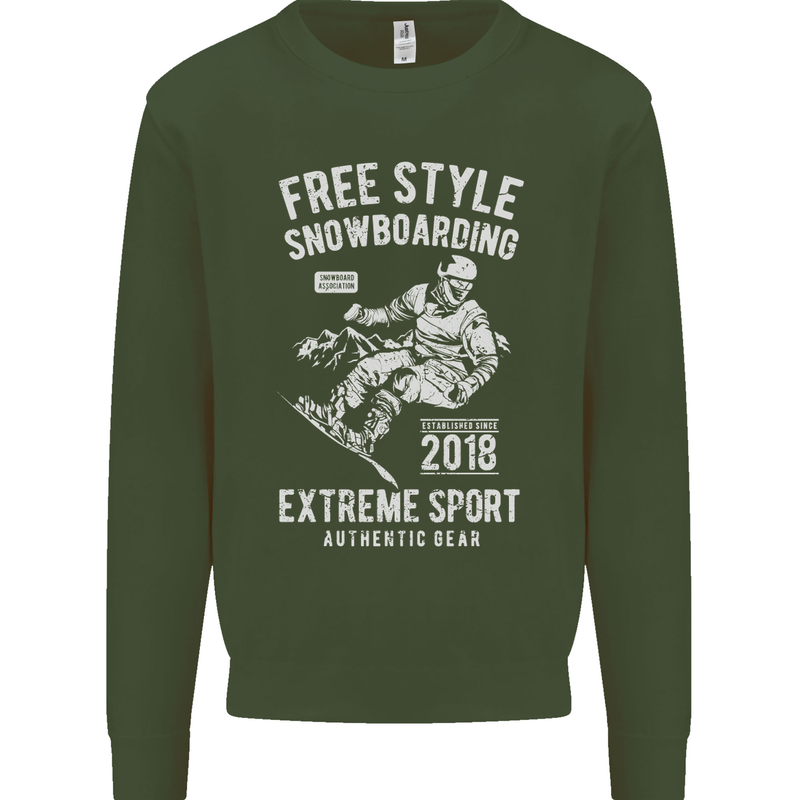 Freestyling Snowboarding Snowboard Mens Sweatshirt Jumper Forest Green