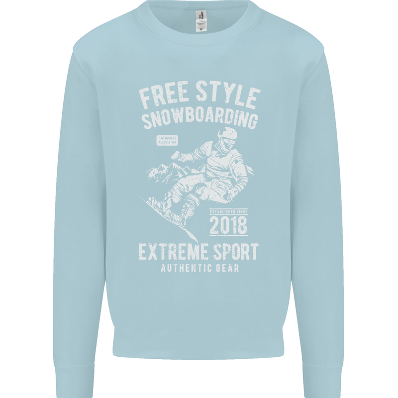 Freestyling Snowboarding Snowboard Mens Sweatshirt Jumper Light Blue