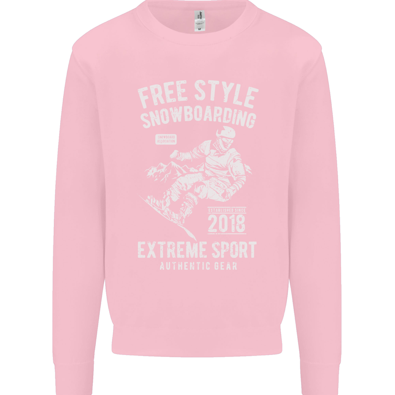 Freestyling Snowboarding Snowboard Mens Sweatshirt Jumper Light Pink