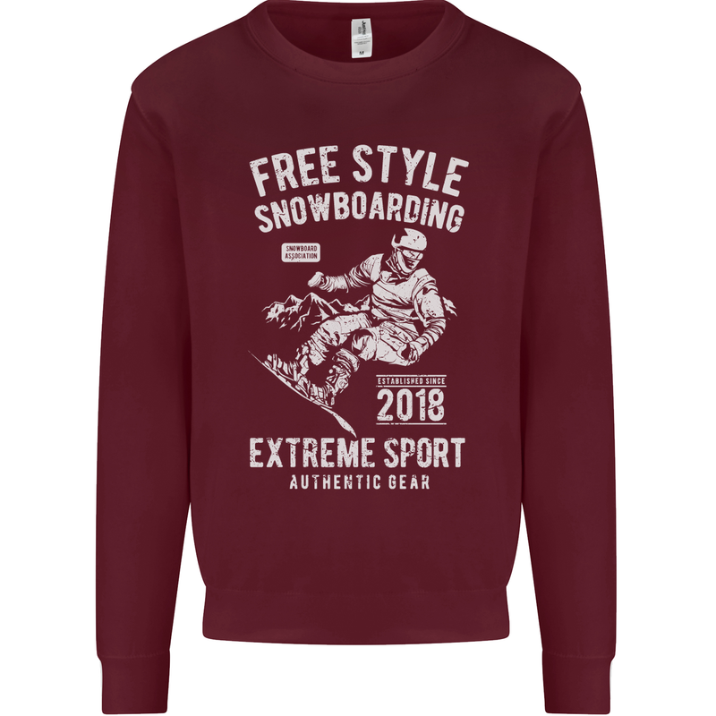 Freestyling Snowboarding Snowboard Mens Sweatshirt Jumper Maroon