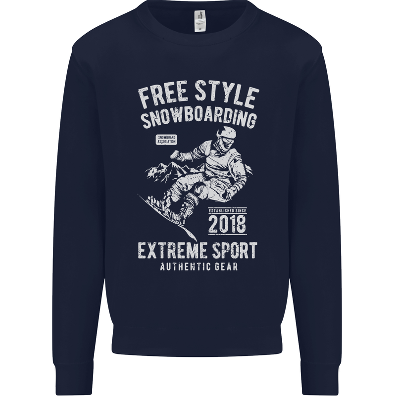 Freestyling Snowboarding Snowboard Mens Sweatshirt Jumper Navy Blue