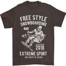 Freestyling Snowboarding Snowboard Mens T-Shirt Cotton Gildan Dark Chocolate