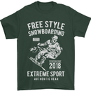 Freestyling Snowboarding Snowboard Mens T-Shirt Cotton Gildan Forest Green