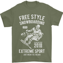 Freestyling Snowboarding Snowboard Mens T-Shirt Cotton Gildan Military Green