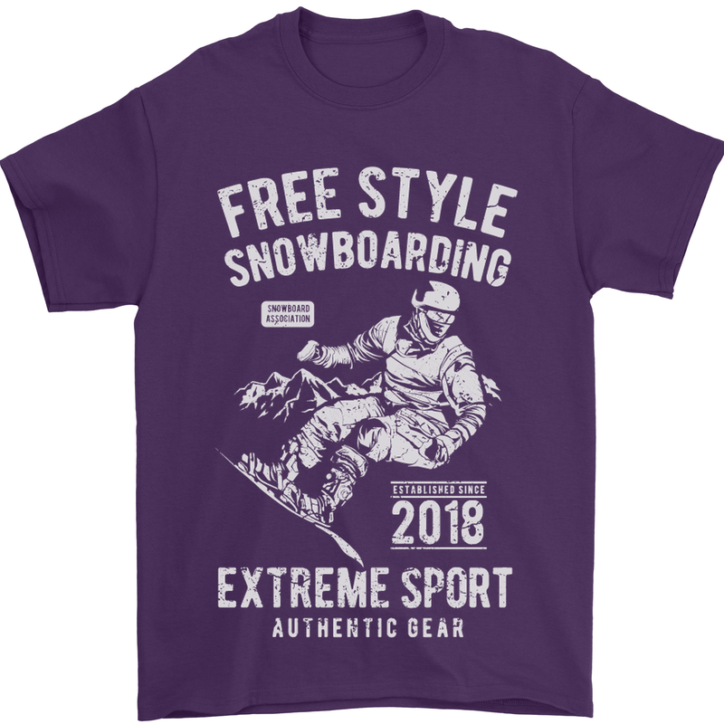 Freestyling Snowboarding Snowboard Mens T-Shirt Cotton Gildan Purple