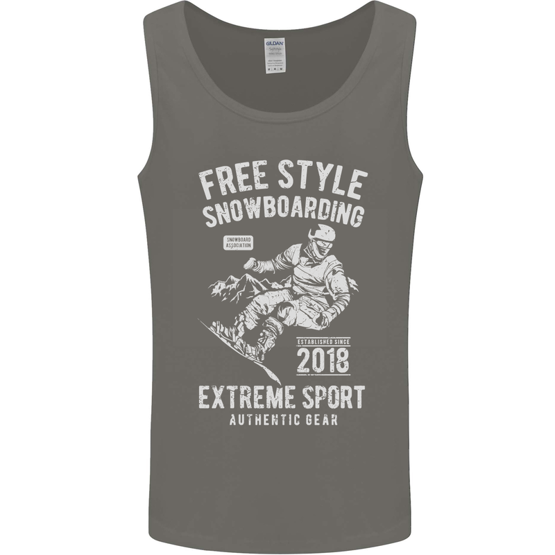 Freestyling Snowboarding Snowboard Mens Vest Tank Top Charcoal